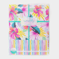 Hibiscus Fan/ Rainbow Stripes